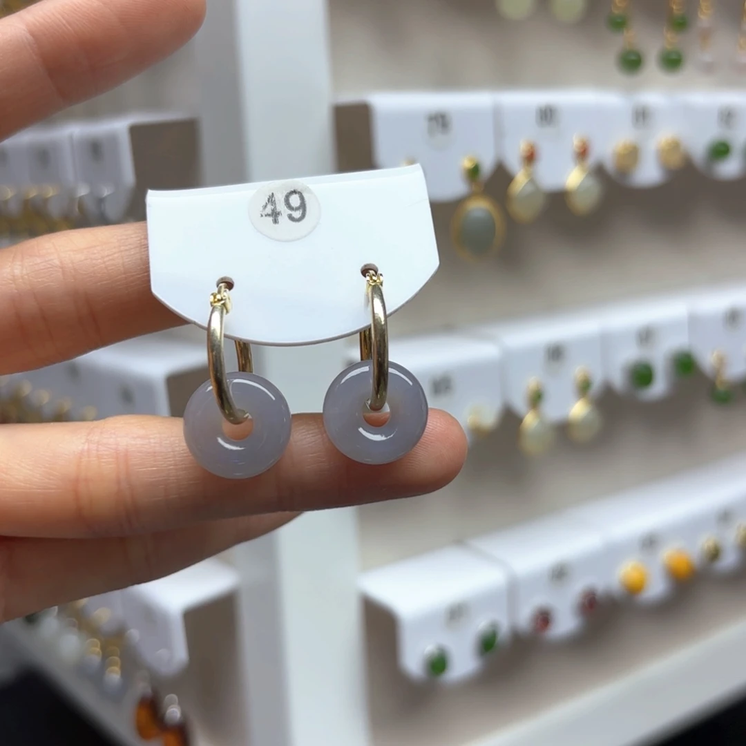 和田玉银S925镶嵌耳饰