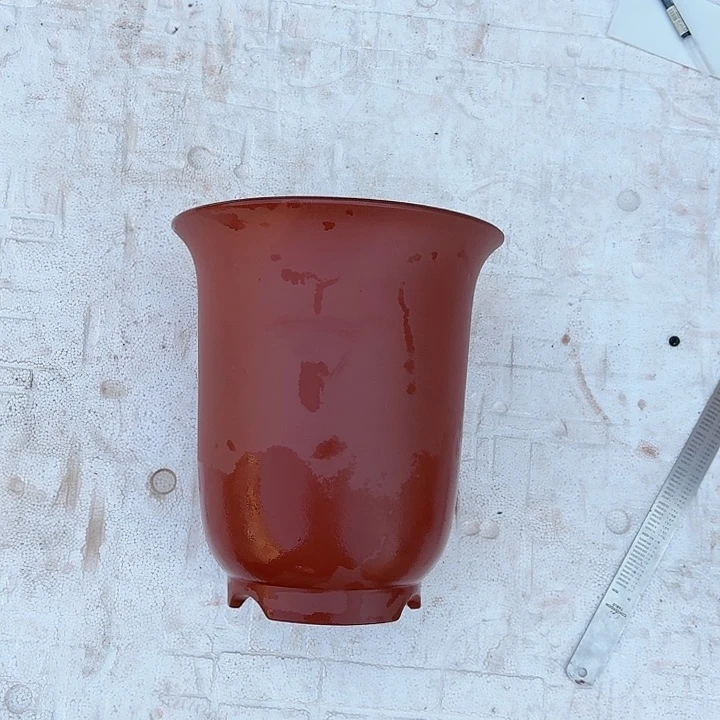 紫砂花盆微瑕特大号金钟红色7