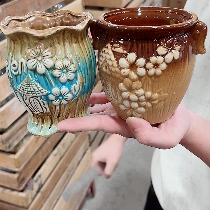 有孔.凑满10元发货多肉陶瓷花盆！