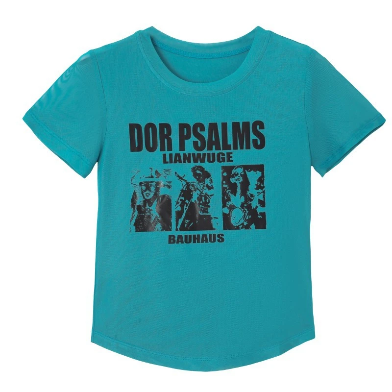 夏新款广场舞服装上衣圆领短袖高弹运动时尚抖音跳健身操衣服