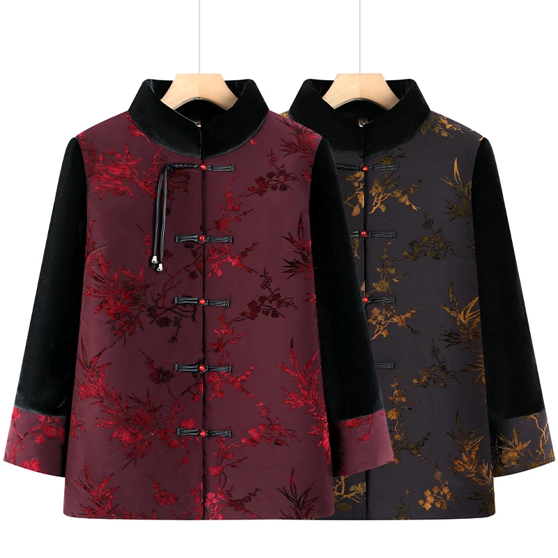 中老年女装冬季保暖棉衣加绒加厚妈妈装棉袄老太太衣服奶奶装棉服