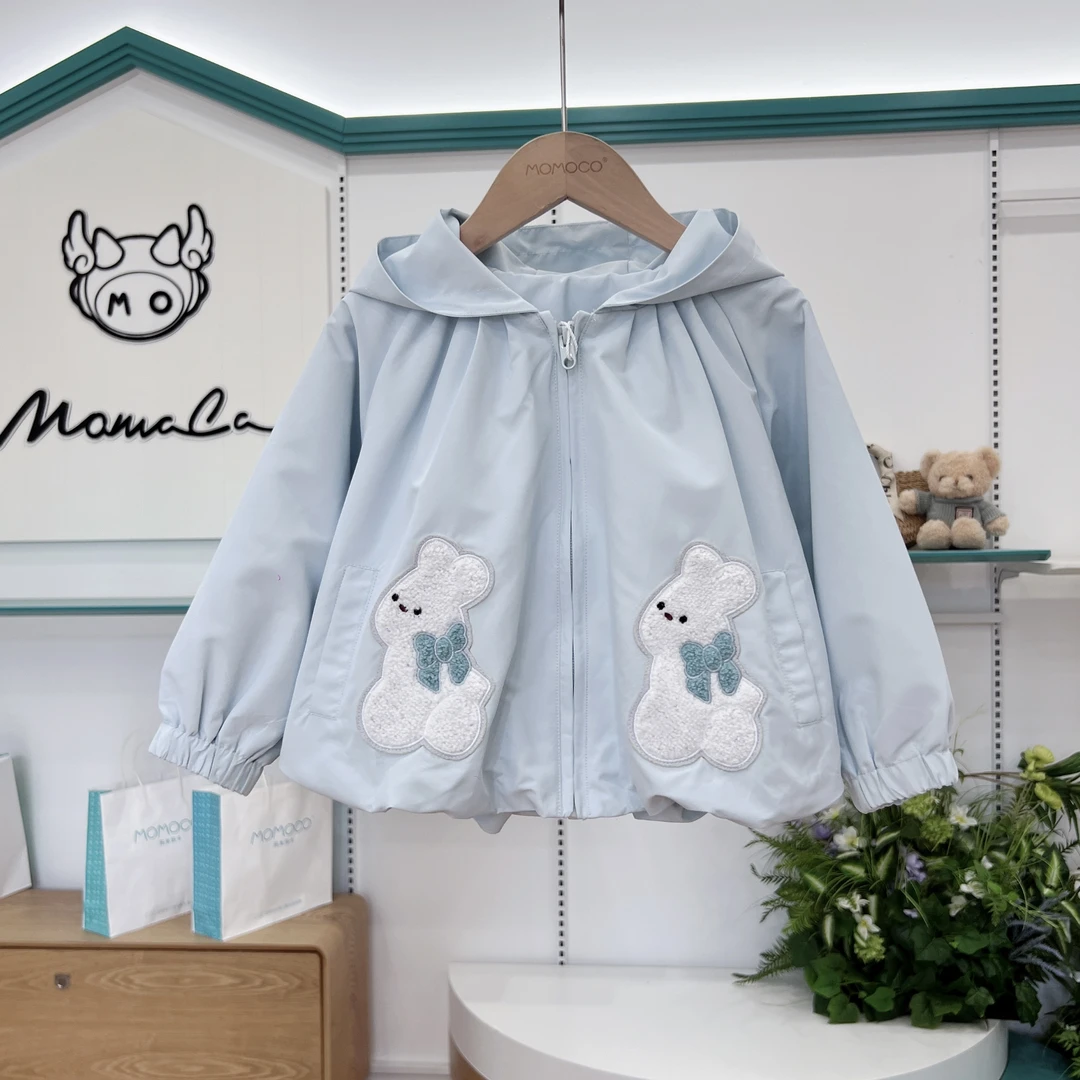 MOMOCO女童秋季儿童时尚韩版休闲可爱兔贴布连帽外套77730107005