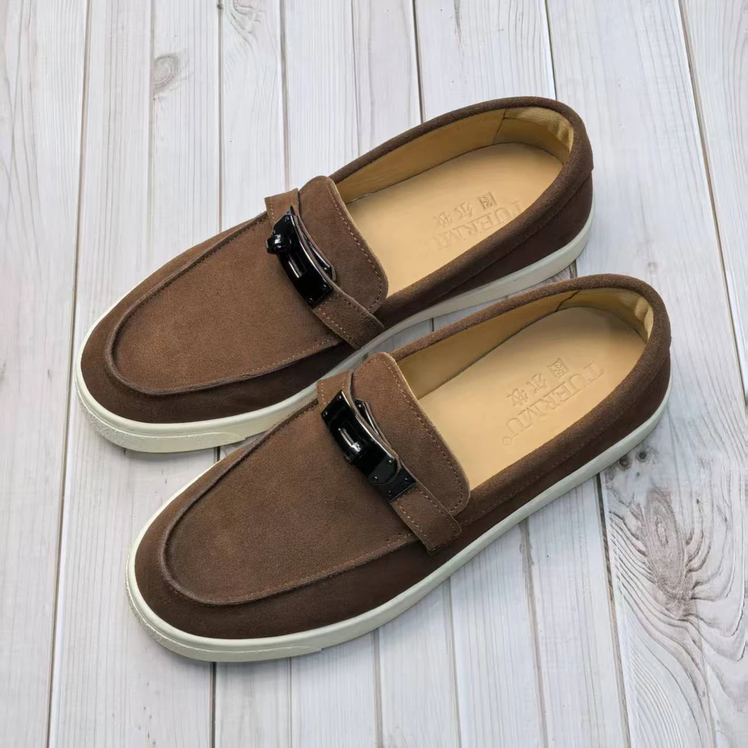 【新款上新】真皮男鞋一脚蹬懒人鞋休闲百搭透气乐福鞋轻便低帮男鞋