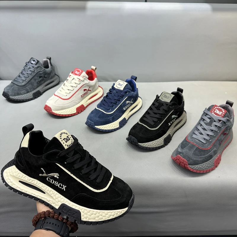 四季新款低帮系带舒适增高厚底阿甘鞋防滑软底时尚百搭休闲男鞋