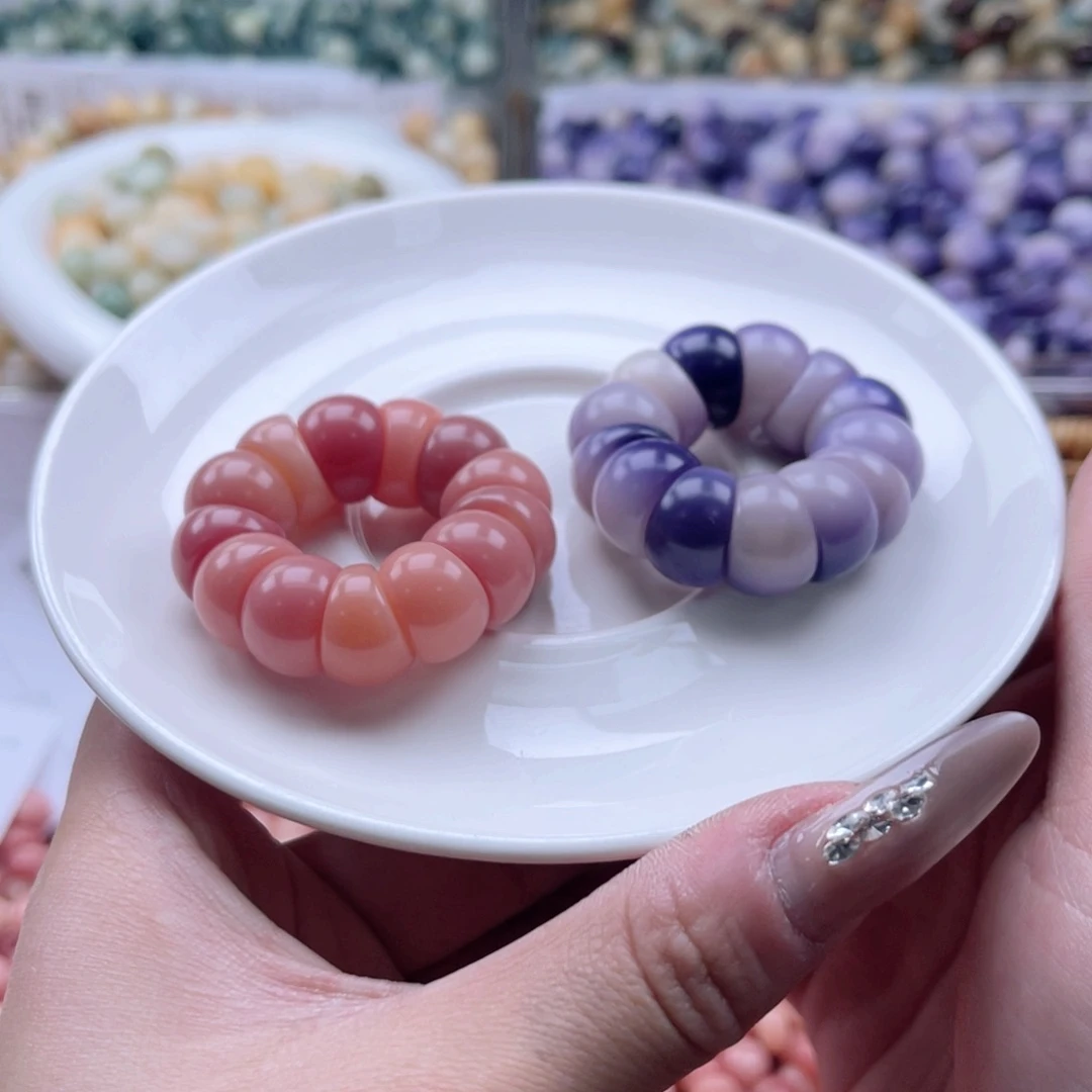 白玉菩提吊坠c14/15mm40+10颗  粉紫蒜瓣双拼