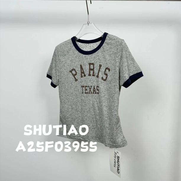 【SHUTIAO】2025夏季：新款小众设计款T恤A25F03955