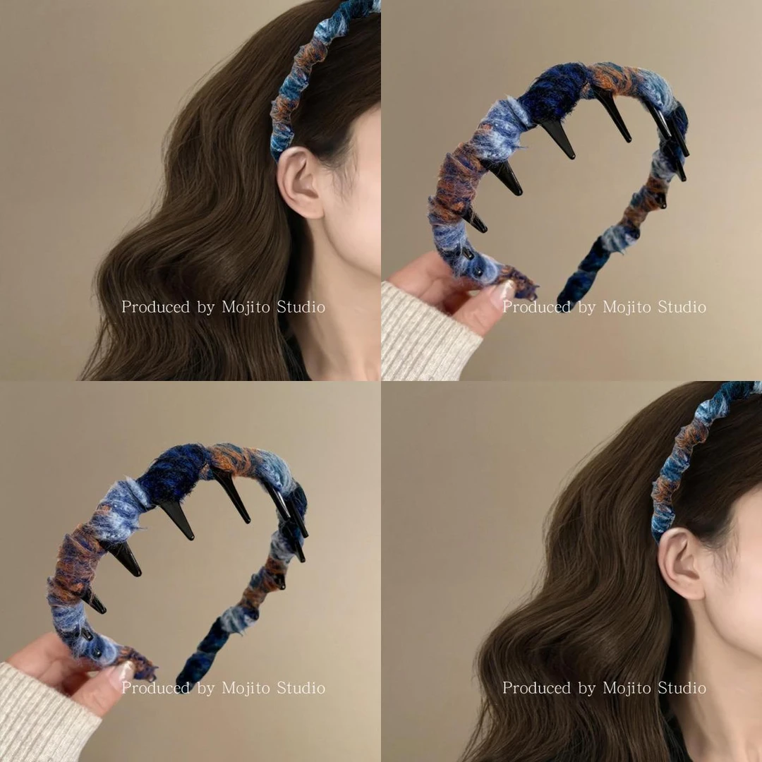 晴蓝秘境~高级感毛线缐缠绕发箍高颅顶今年流行的发箍外出百搭时