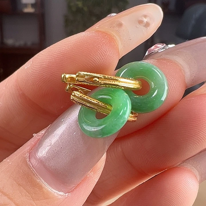 翡翠银S925镶嵌耳饰耳饰