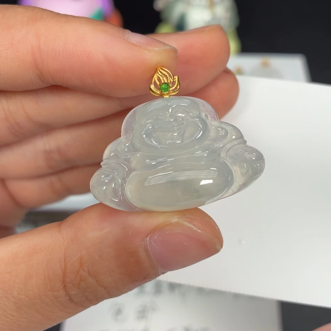 翡翠18K金镶嵌颈饰佛公