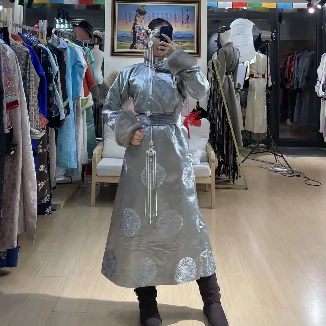 冬季设计师新款加绒加厚气质蒙古袍311225