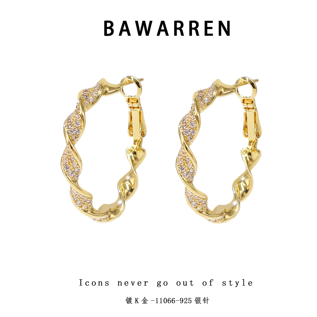 Bawarren 11066-【波浪耳圈】时尚经典百搭耳环