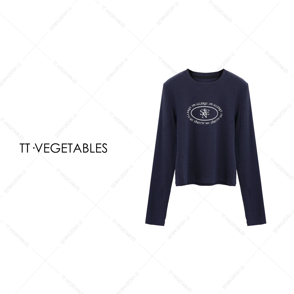 噢芬/小个子 【瑰夏】棉氨混纺圆领印花T恤简约上衣521459