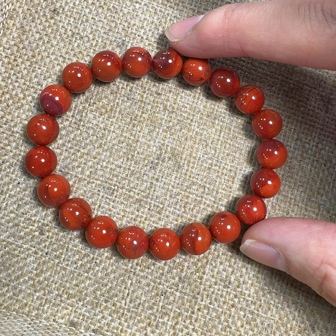 南红玛瑙未镶嵌手链手串原矿南红瓦西牛血双色9