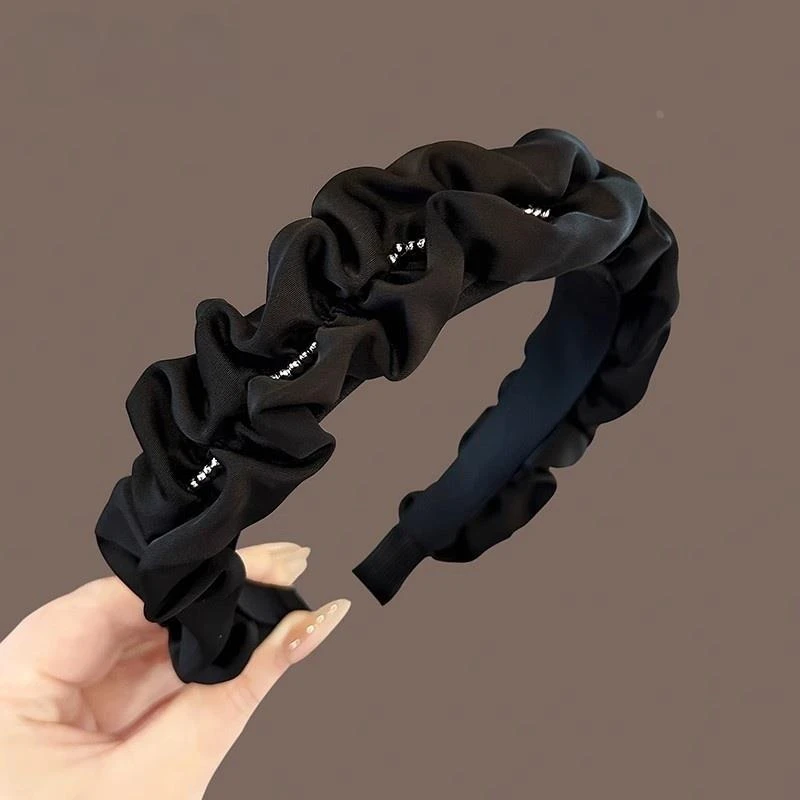 发箍女2025新款高颅顶压发气质发卡褶皱大头围感布艺圆脸发箍