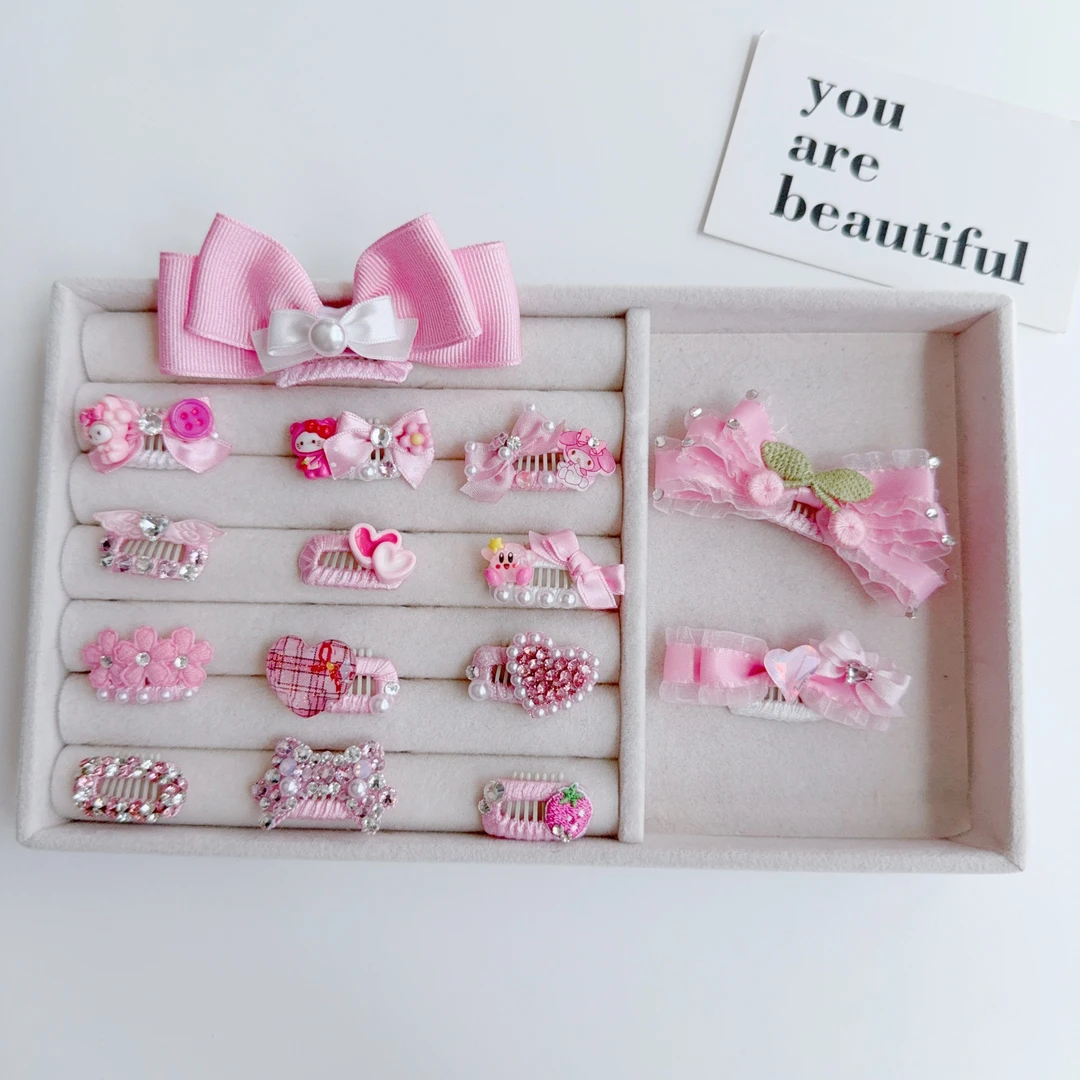 宠物发夹 粉红色系蝴蝶结碎毛夹 约克夏马尔济斯西施狗狗夹子发卡