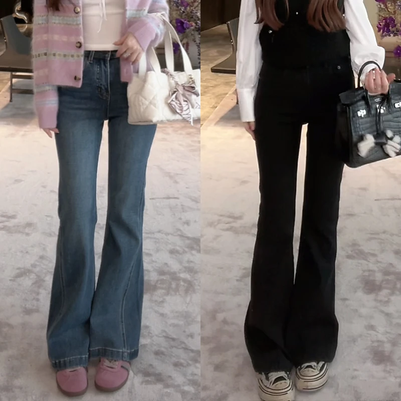 【mimius】游鹿鹿 瘦瘦裤～复古水洗高腰微喇牛仔裤 WF09187