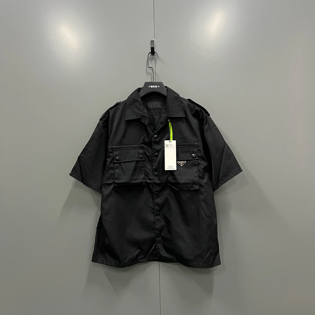 （jp）119 【XP】PRADA 普拉达 黑色三角标短袖衬衫 XL码/98新