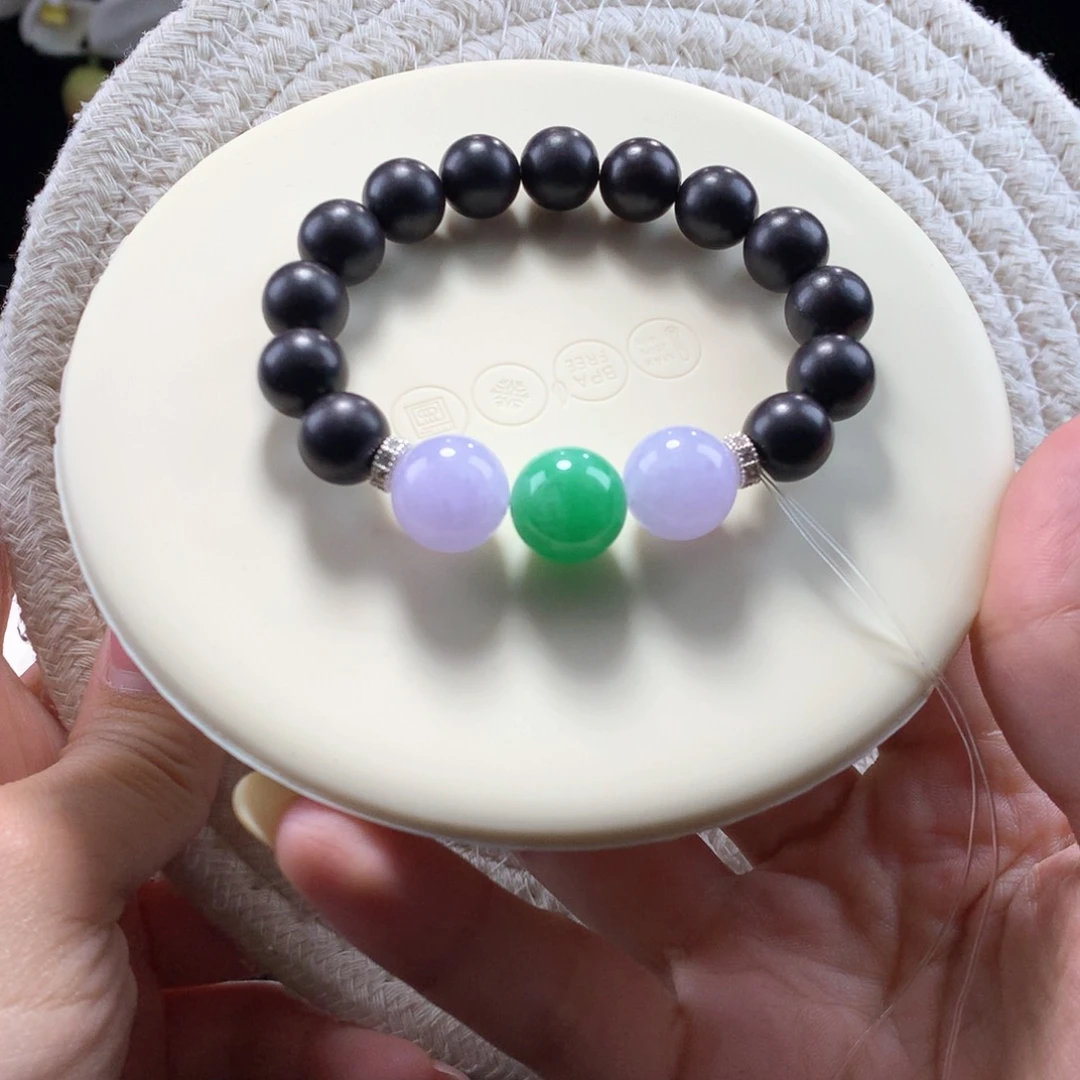 未镶嵌手链翡翠紫绿串