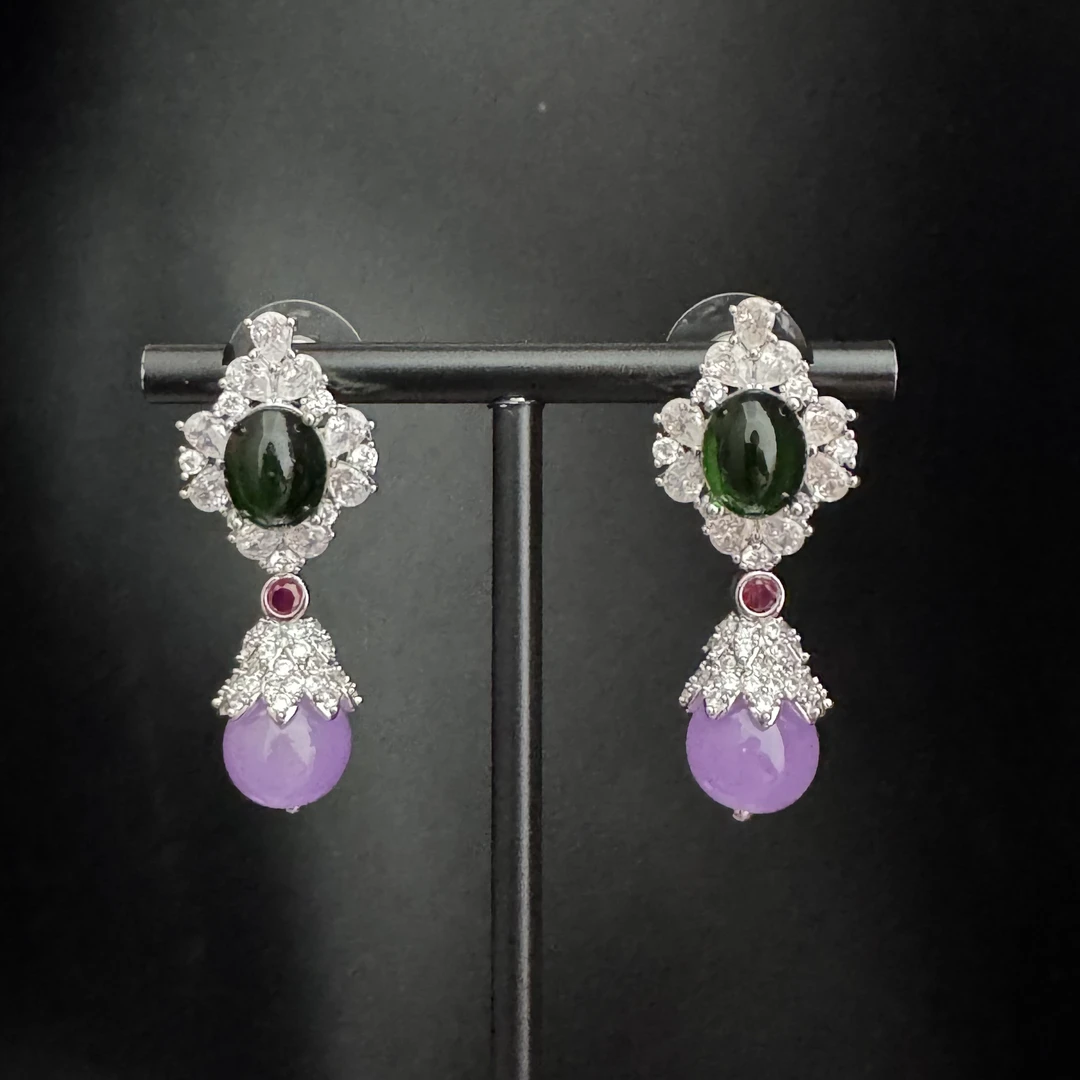 黄铜锆石耳饰 B0833锆石耳饰精致宫廷风复古花朵造型轻奢高级感耳