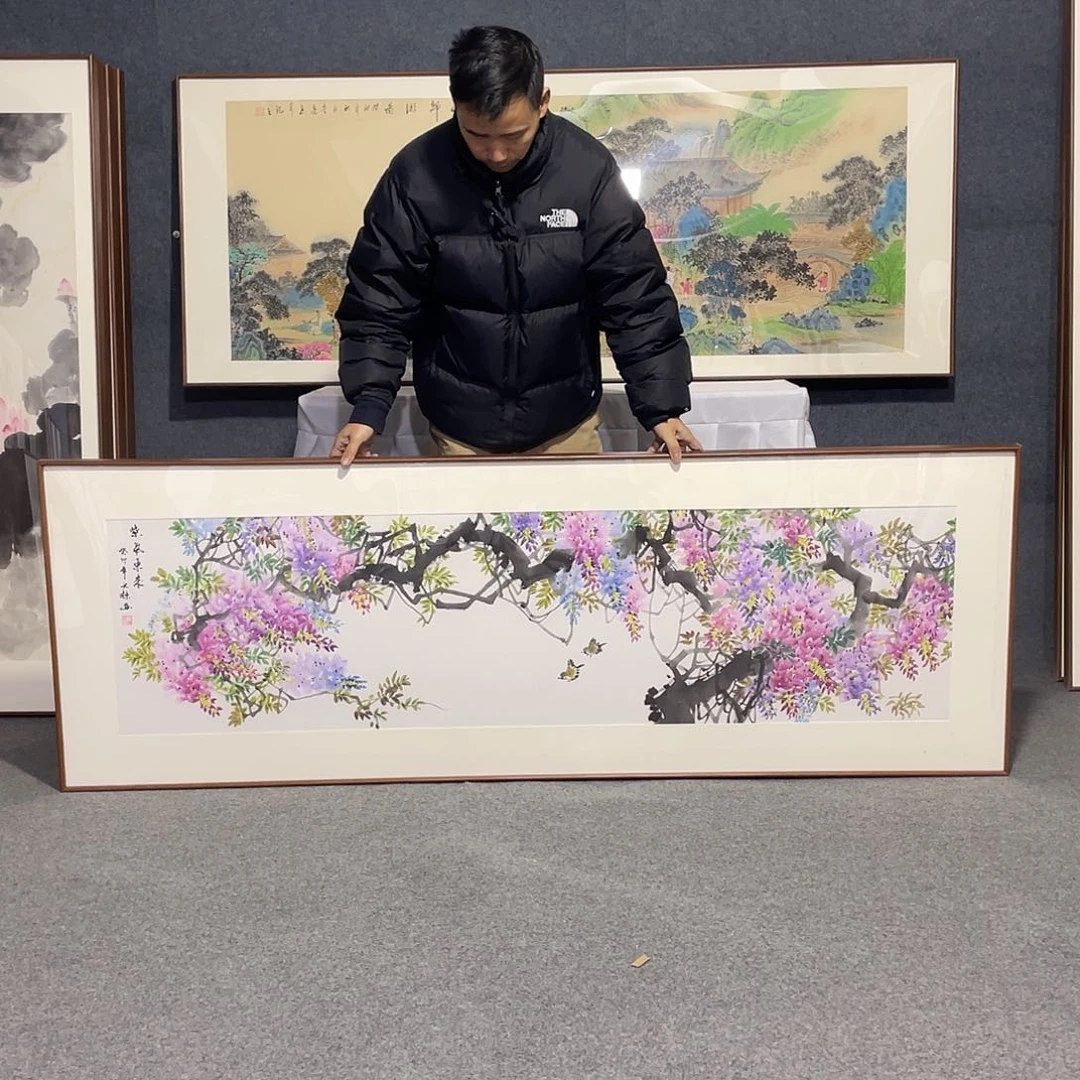 国画手绘画作品带框发货