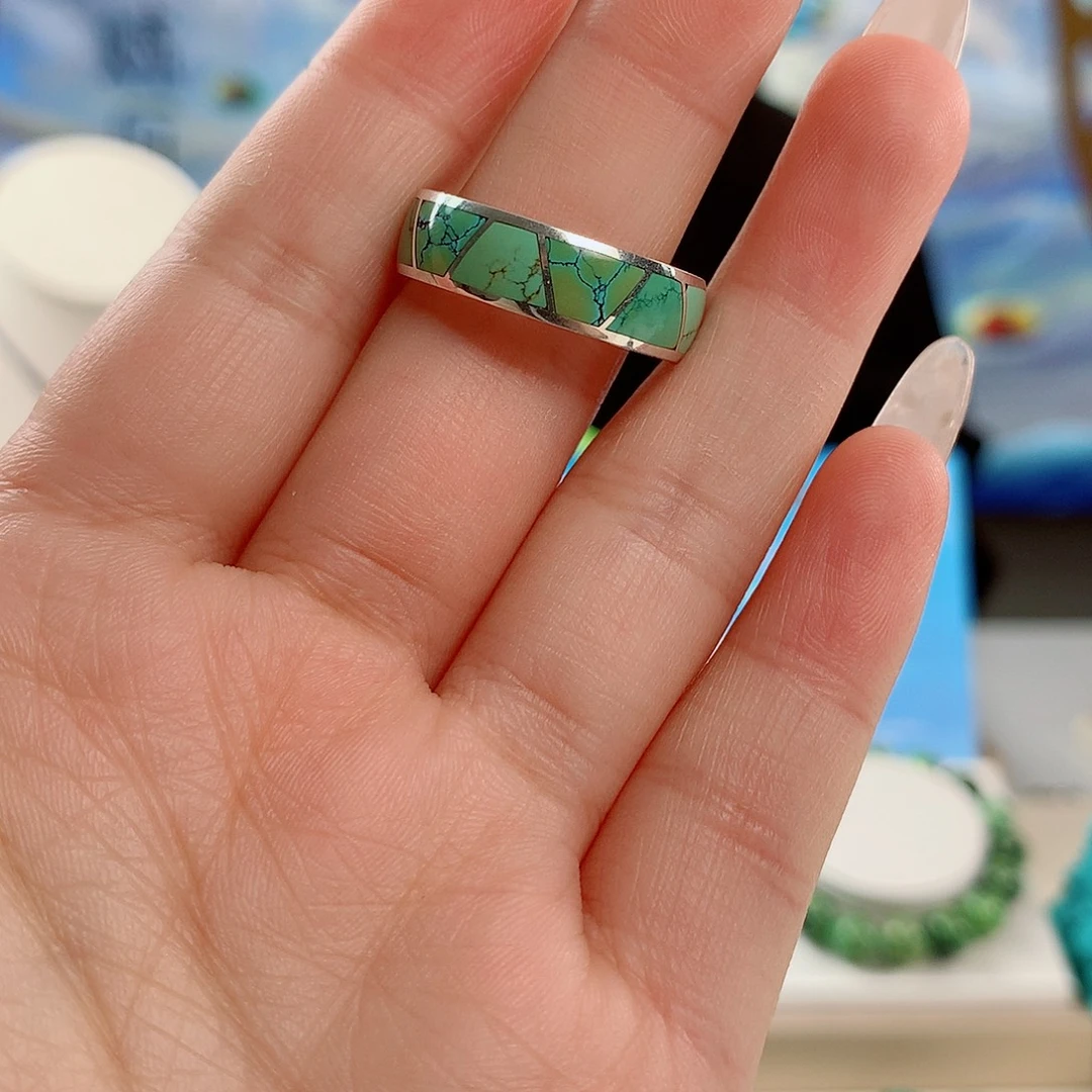 绿松石银S925镶嵌珠宝奇石19