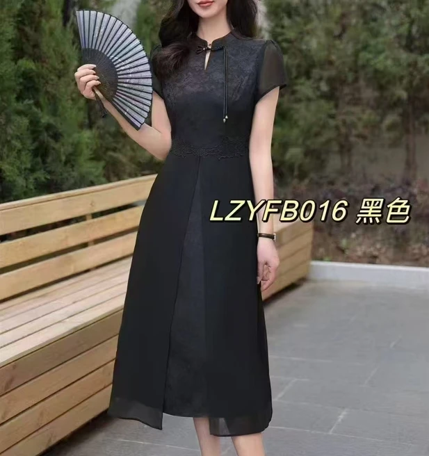 【F3385】国风新中式连衣裙女收腰裙2025年夏季新款简约旗袍裙