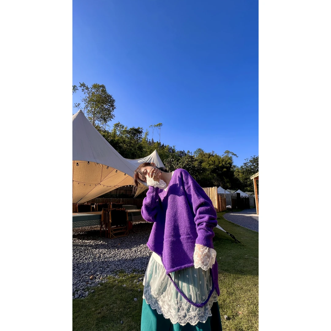 衣森原创宽松慵懒森系吊带毛衣