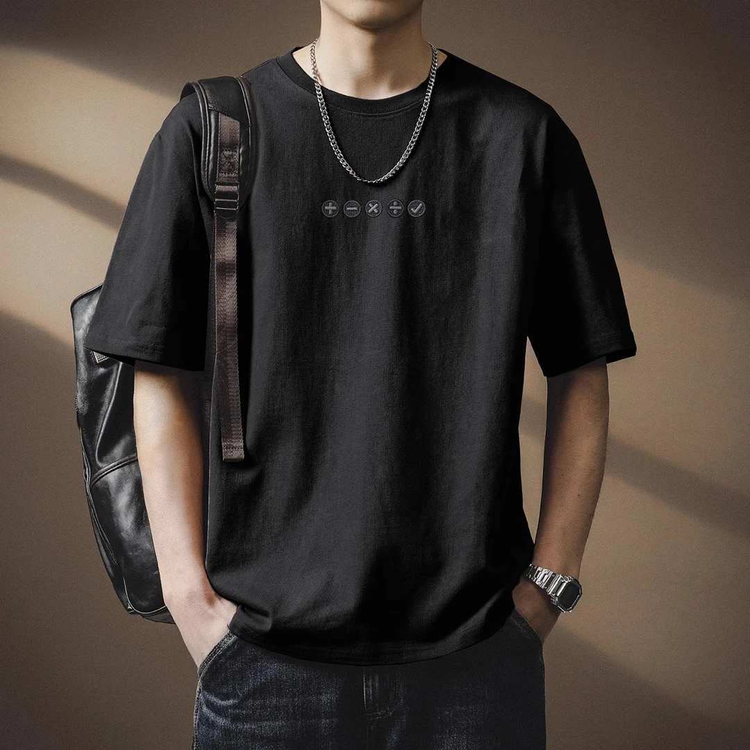 U&PURA高端简约刺绣短袖T恤男士夏季新款宽松潮牌休闲半袖体恤