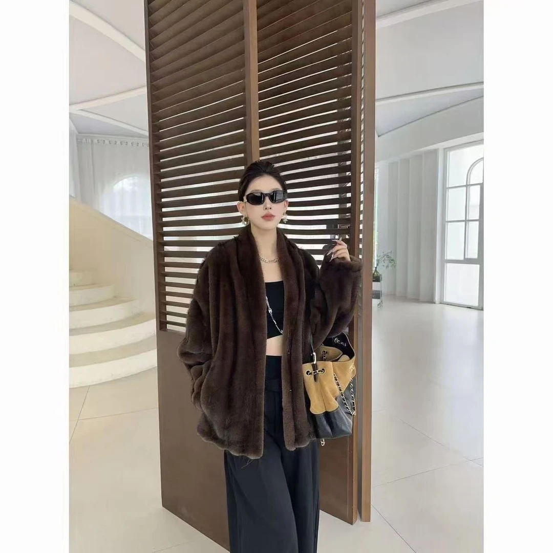 2025新款加厚老钱风仿皮草外套女V领手工抽刀毛毛大衣慵懒外套12