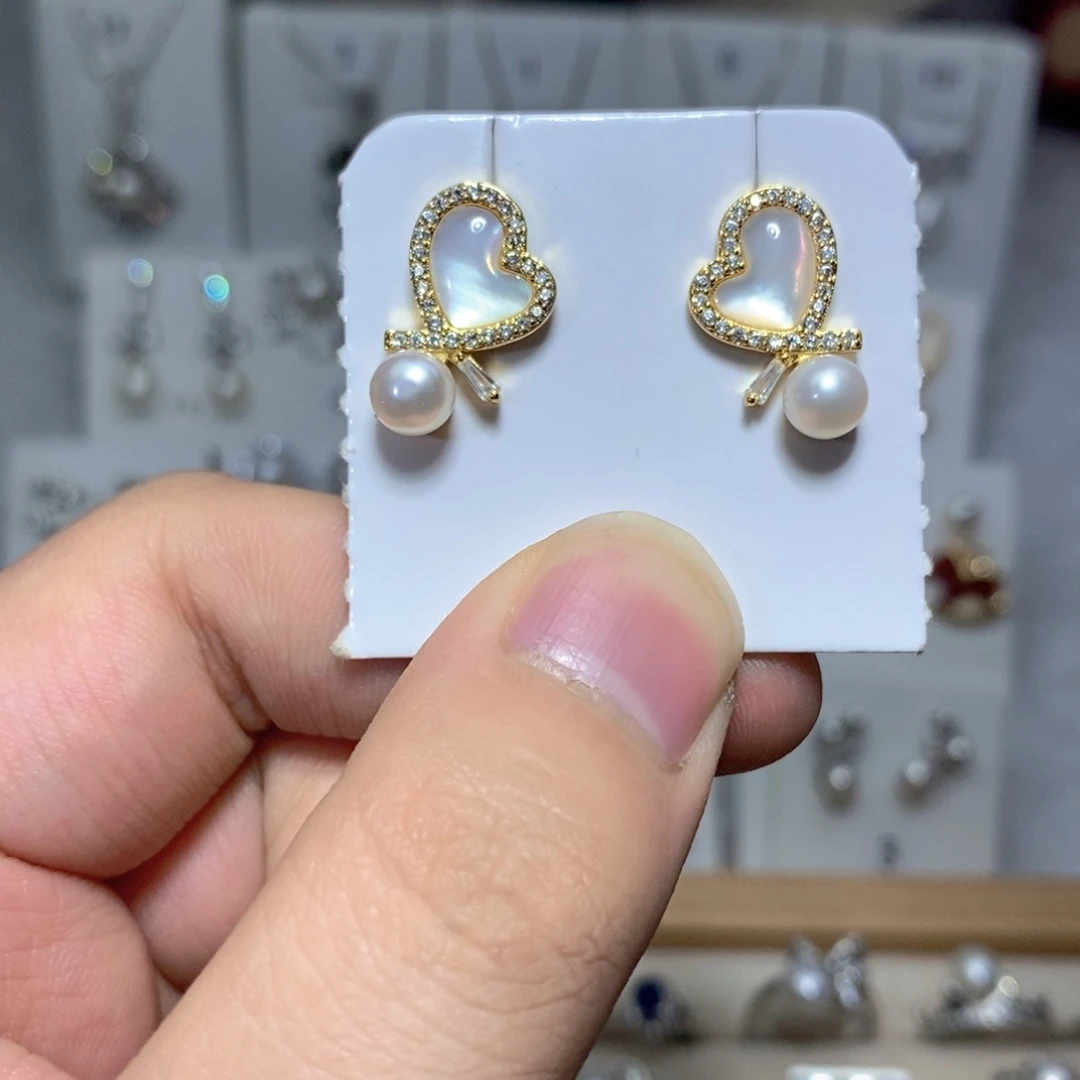 耳饰淡水珍珠银S925镶嵌