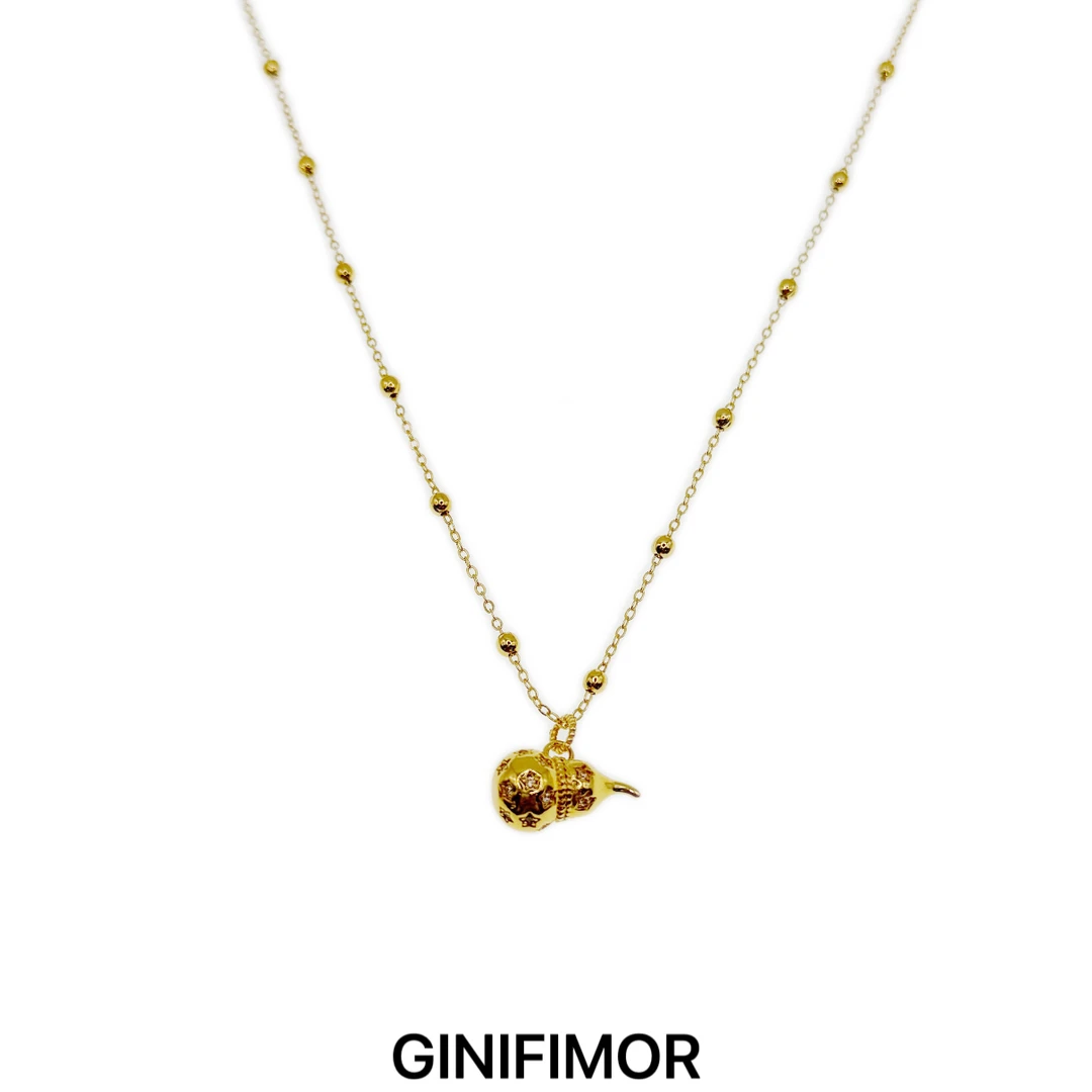 GINIFIMOR 铜合金项链 a840 爆闪星芒葫芦项链招财纳福禄锁骨链