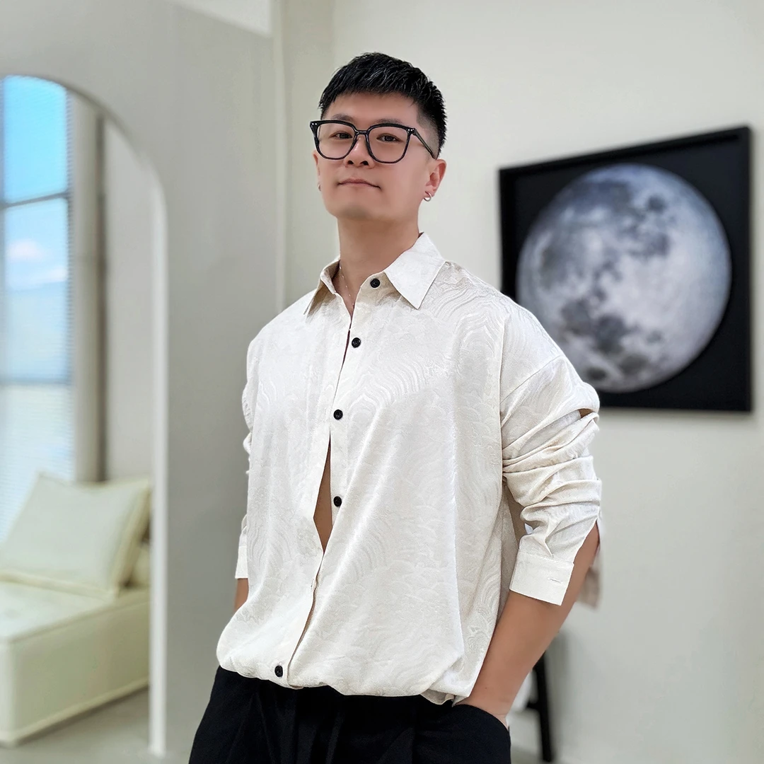 陆星家【祥云】夏季国风男士长袖花衬衫高级感休闲外套宽松小众C126