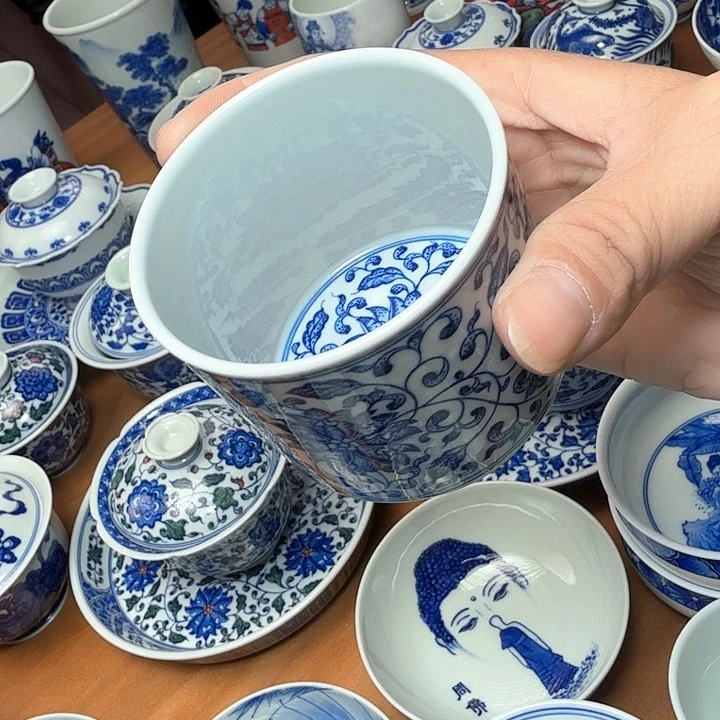 陶手绘缠枝莲点工福利款