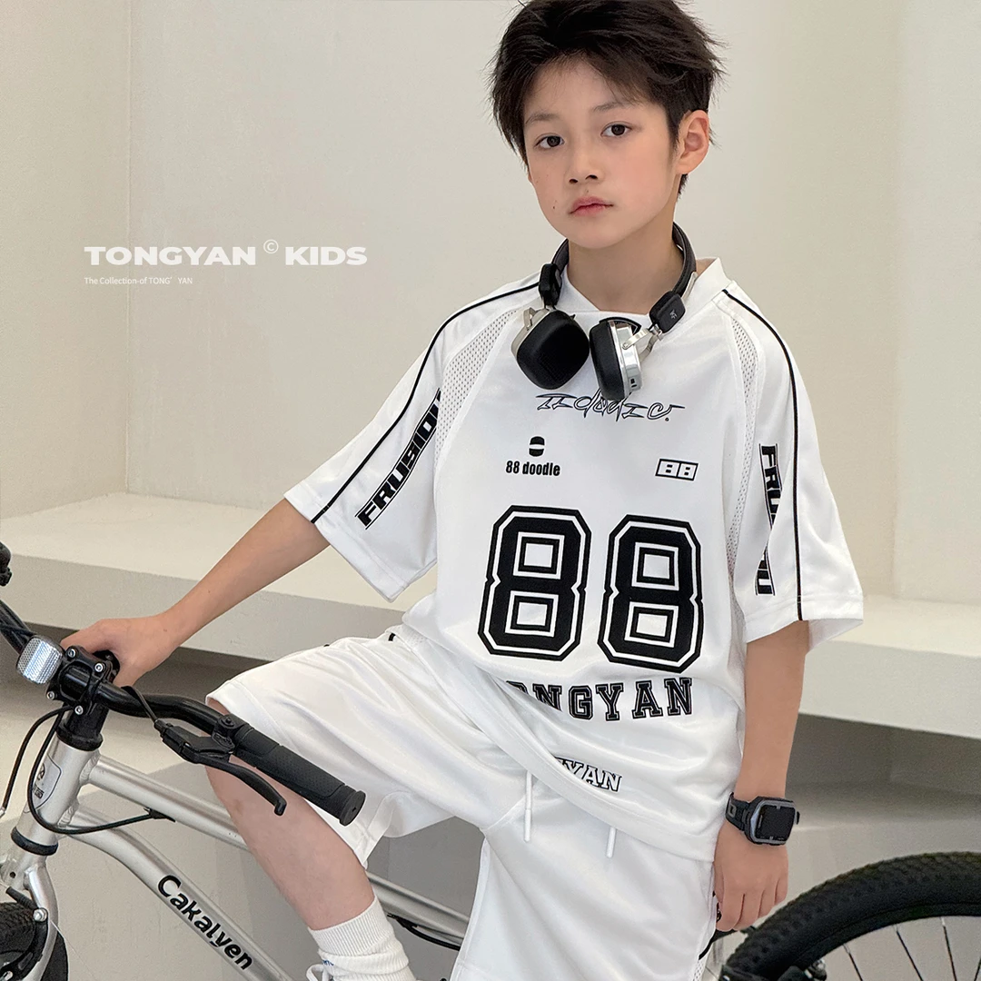 男童夏季套装潮童穿搭中大童运动短袖儿童短裤男孩两件套TY02975