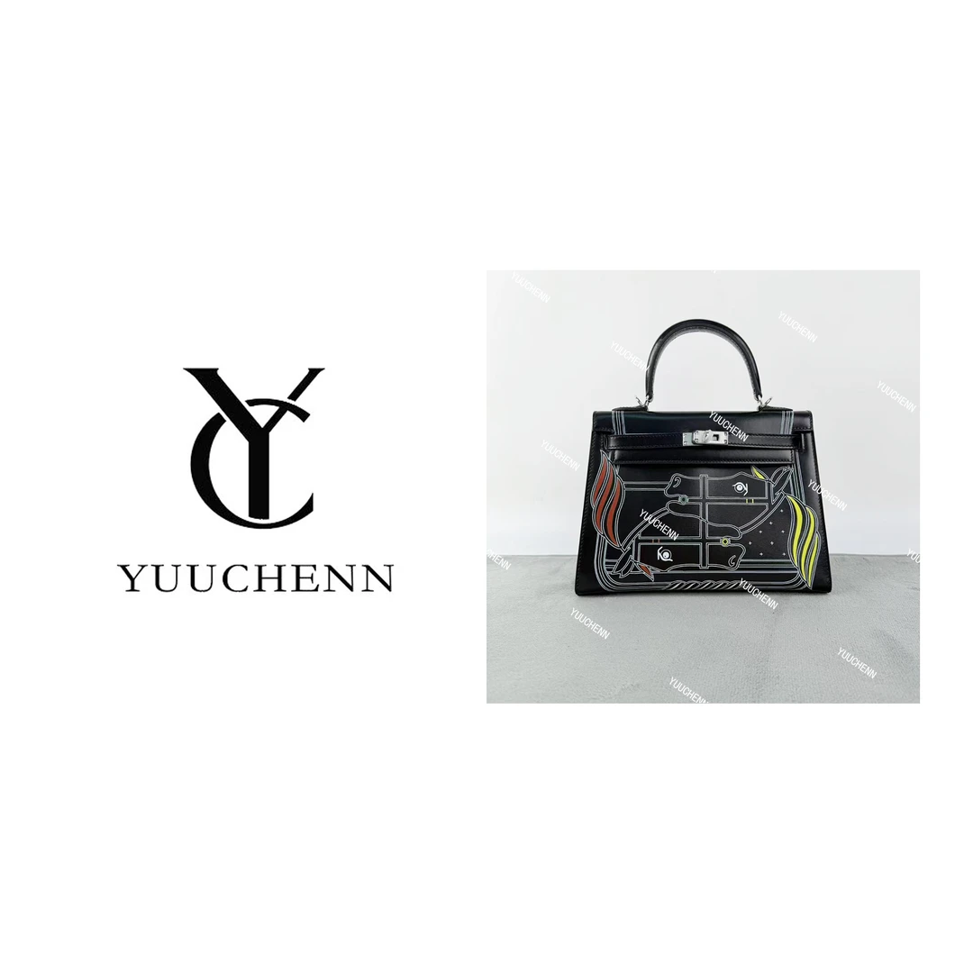 YUUCHENN【kelly】进口box牛皮25cm原创设计高定真皮包 HH6446