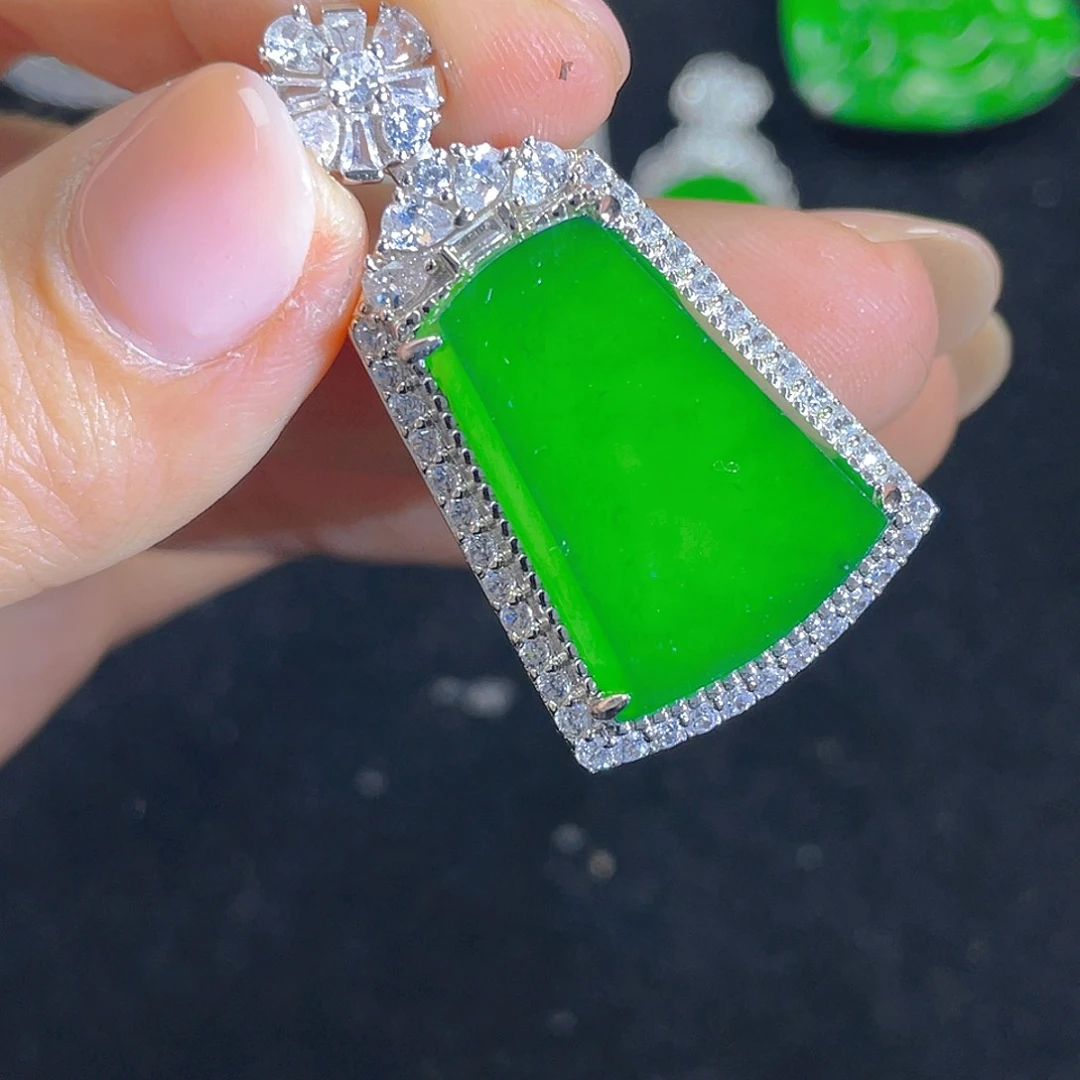 翡翠吊坠(不含链)银S925镶嵌