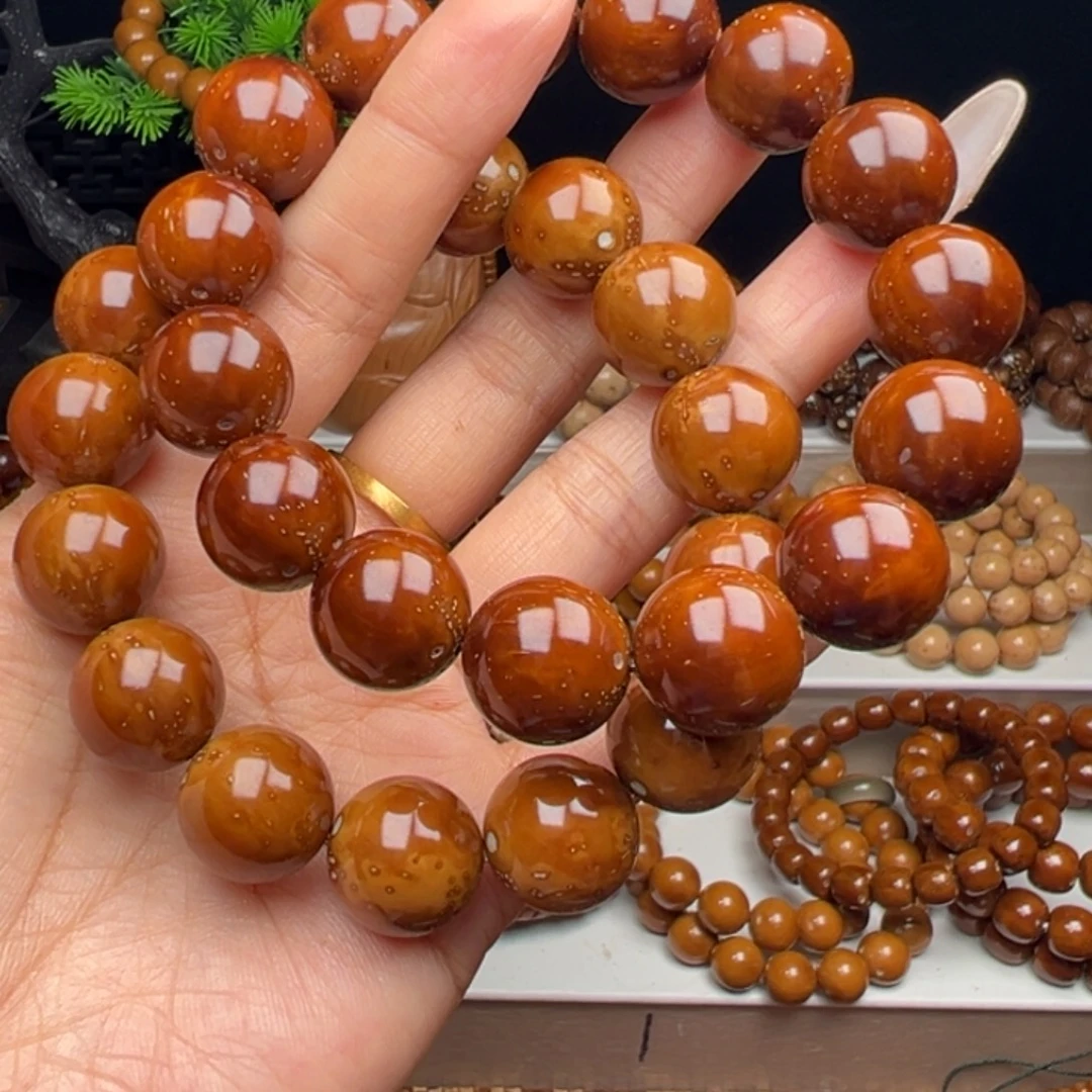 路***近手串紫金鼠卡15.8半实心火焰纹 16半实心光珠