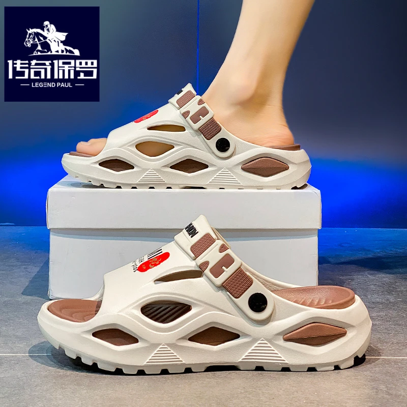 传奇保罗正版拖鞋男夏季户外两用开车凉拖男外穿厚底防滑沙滩凉鞋