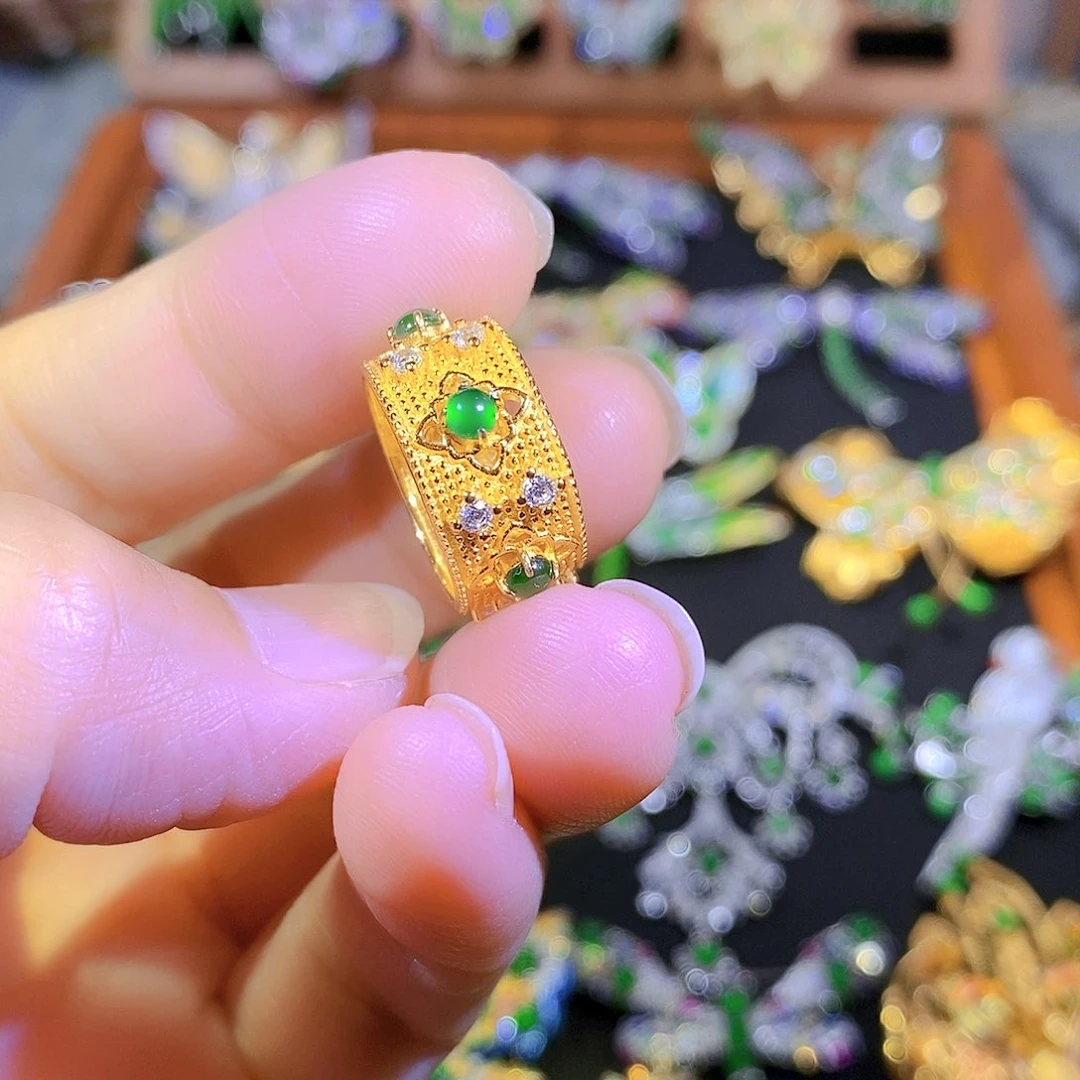 吊坠(不含链)银S925镶嵌翡翠