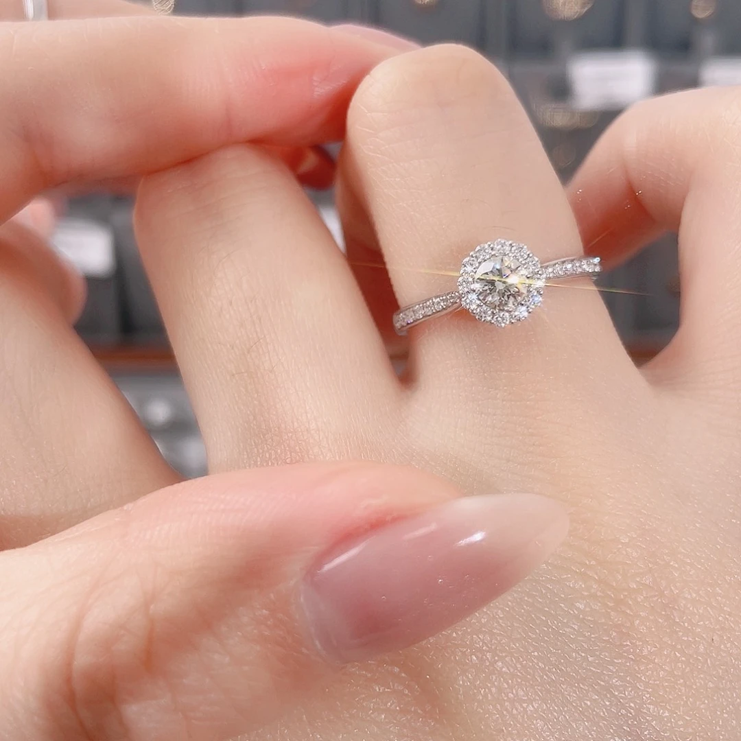 天然钻石戒指/指环18K金镶嵌DS24120113