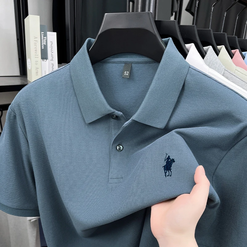 25年100%纯棉夏季Polo衫清凉短袖新款休闲百搭宽松T恤刺绣薄上衣