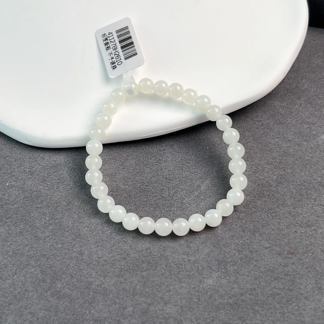 和田白玉圆珠手链6mm