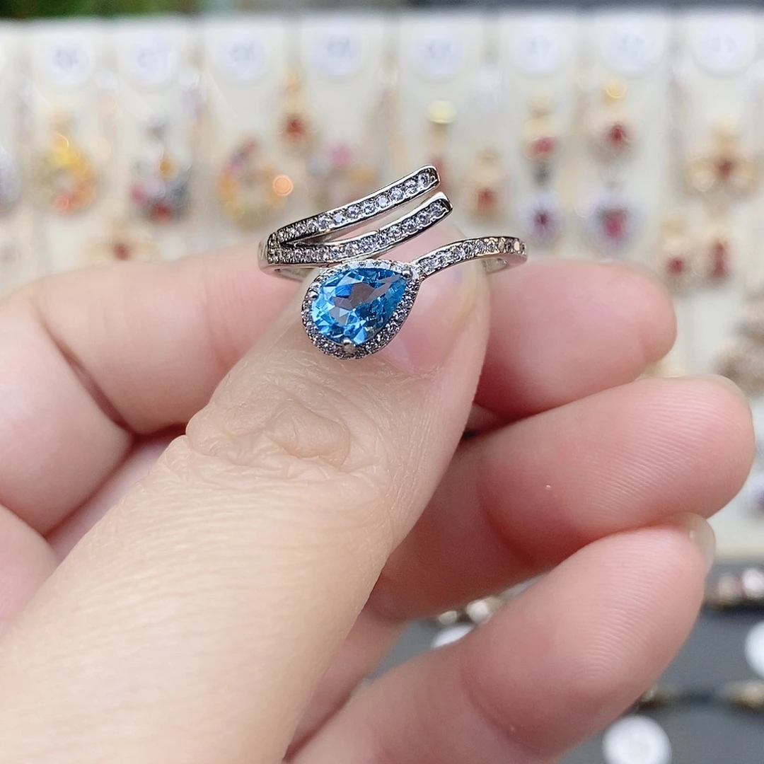 托帕石戒指银S925镶嵌