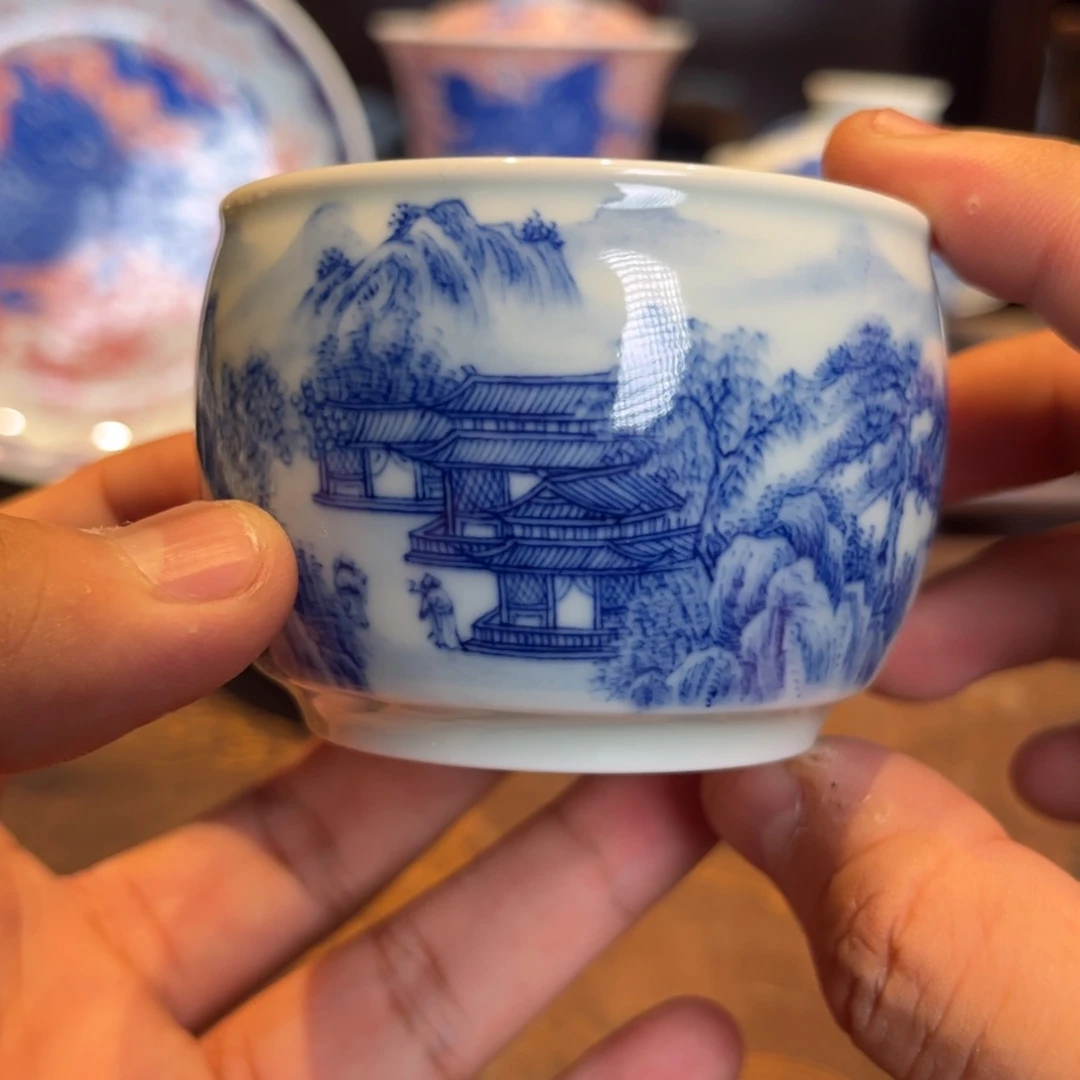 青花山水亭台楼阁