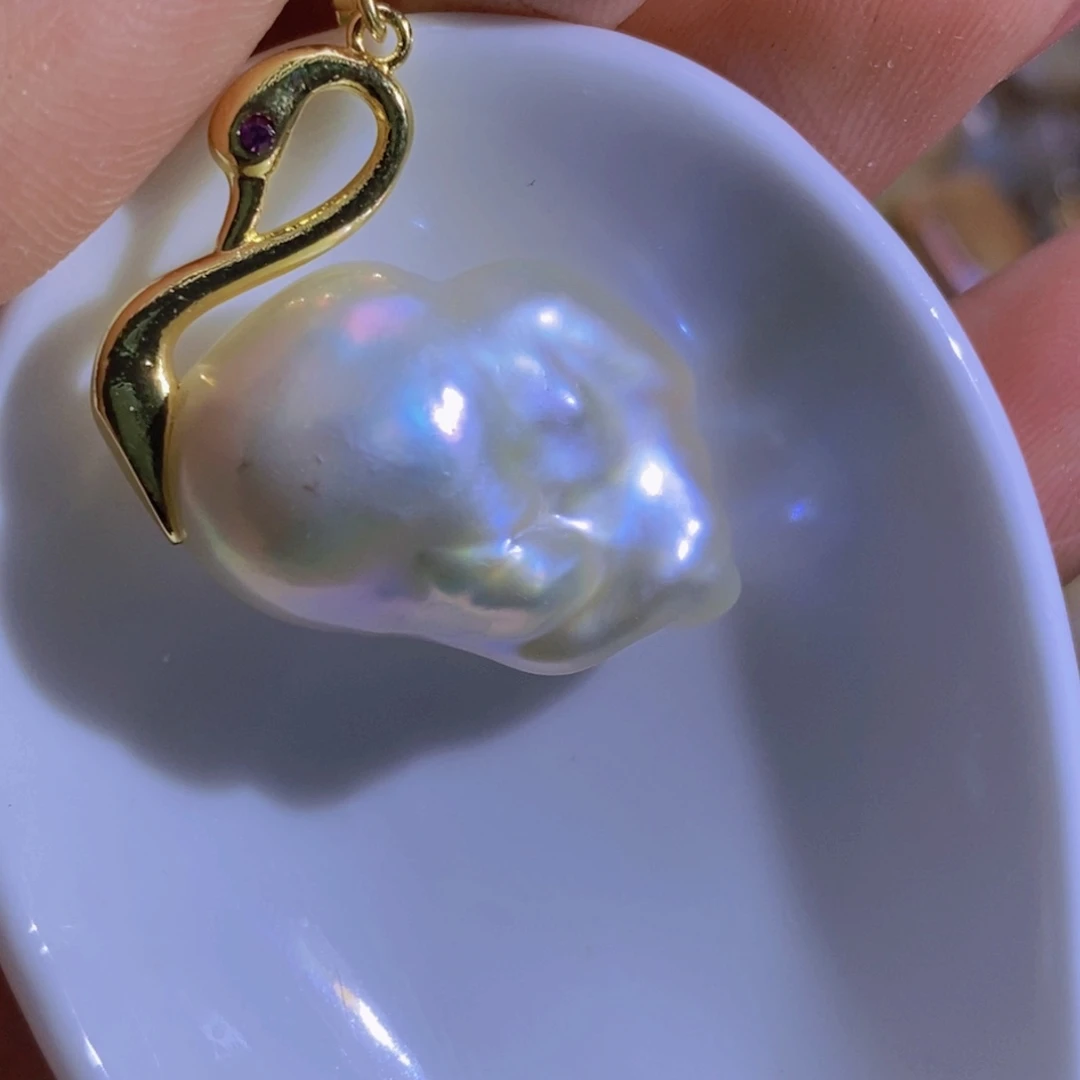 银S925镶嵌淡水珍珠微瑕