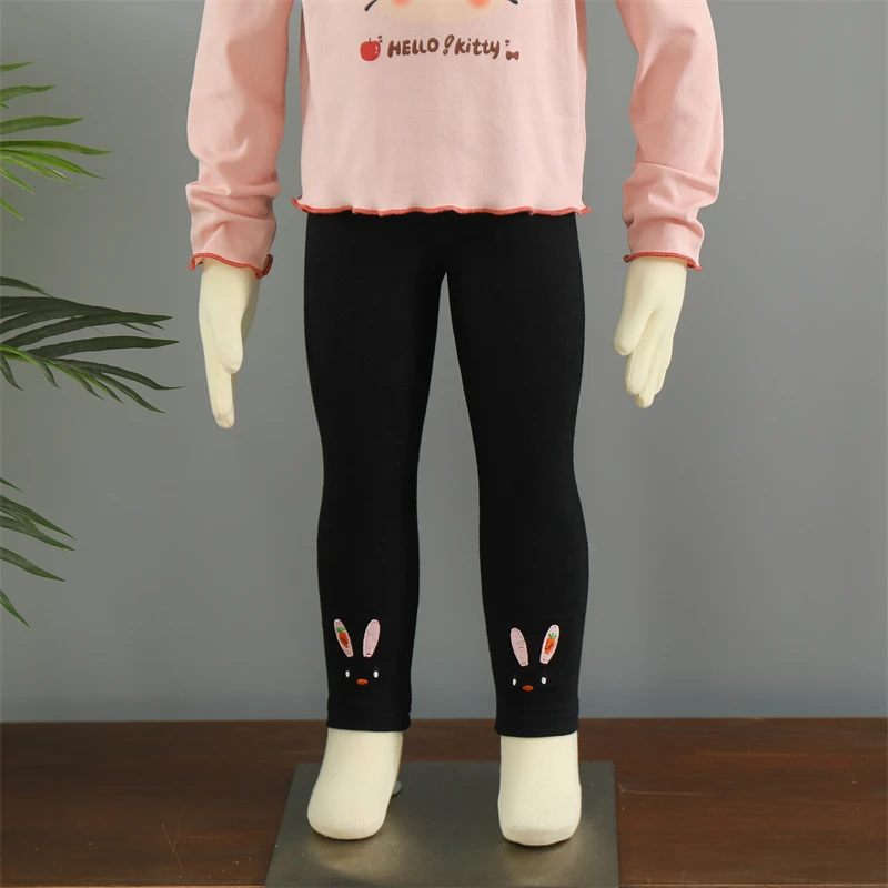 牛范童装儿童打底裤春款新款女童长裤外穿兔子卡通刺绣小女孩裤子