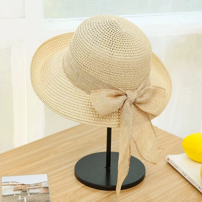 2025新款蝴蝶结春夏季防晒遮阳草帽休闲百搭防晒帽