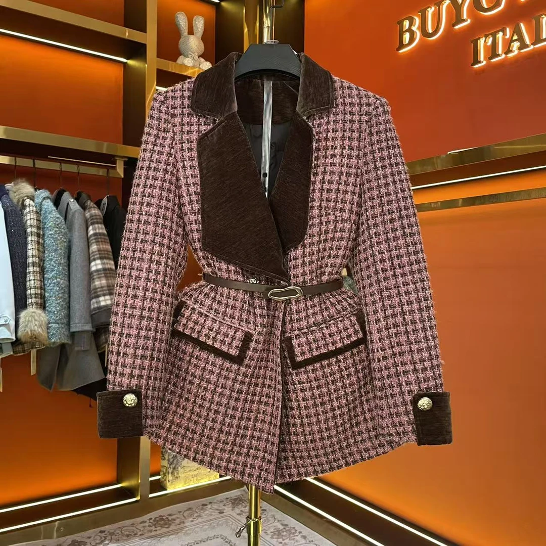 【桃子】设计师气质小香风羽绒服厚款中长款女装2-253-118