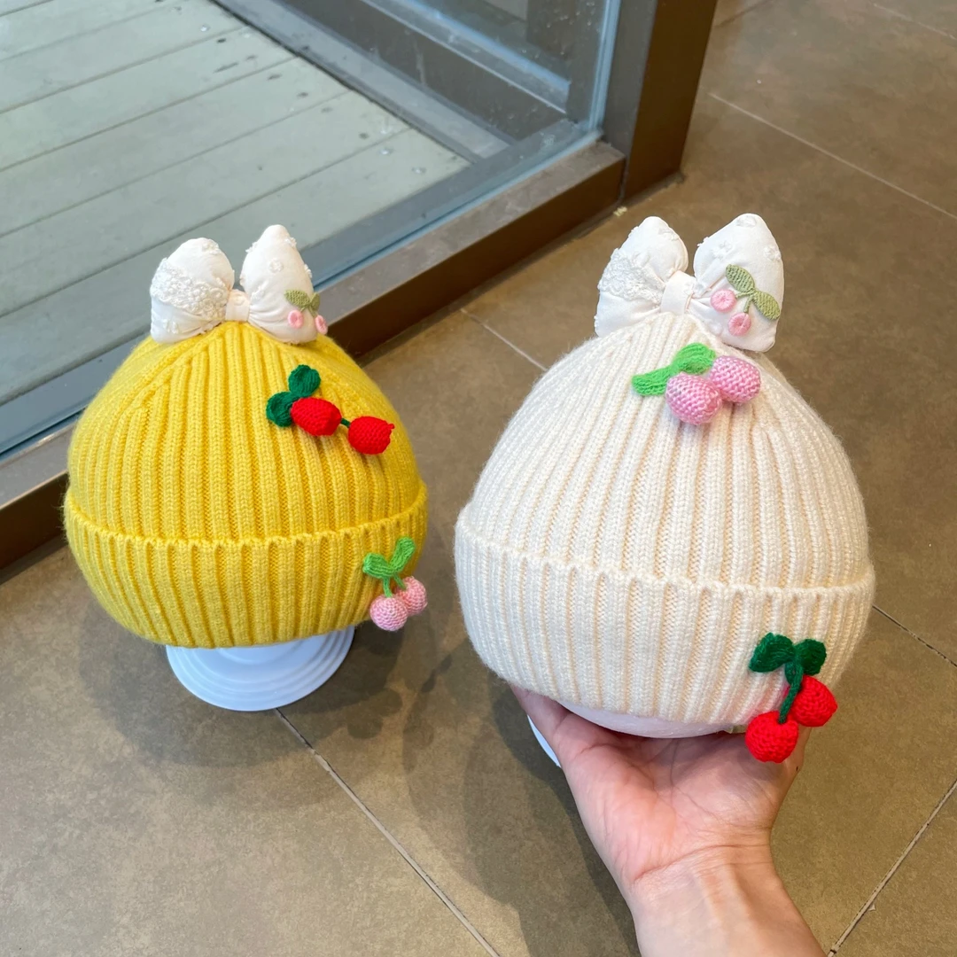 婴儿帽子秋冬季保暖加厚公主套头护耳帽女宝宝小月龄防风毛线帽潮