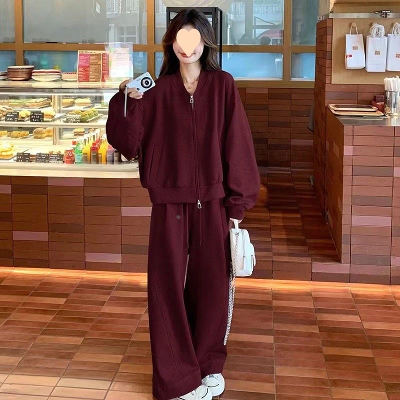 特大码300斤胖灰色休闲运动卫衣套装女秋季慵懒风小个子两件套2